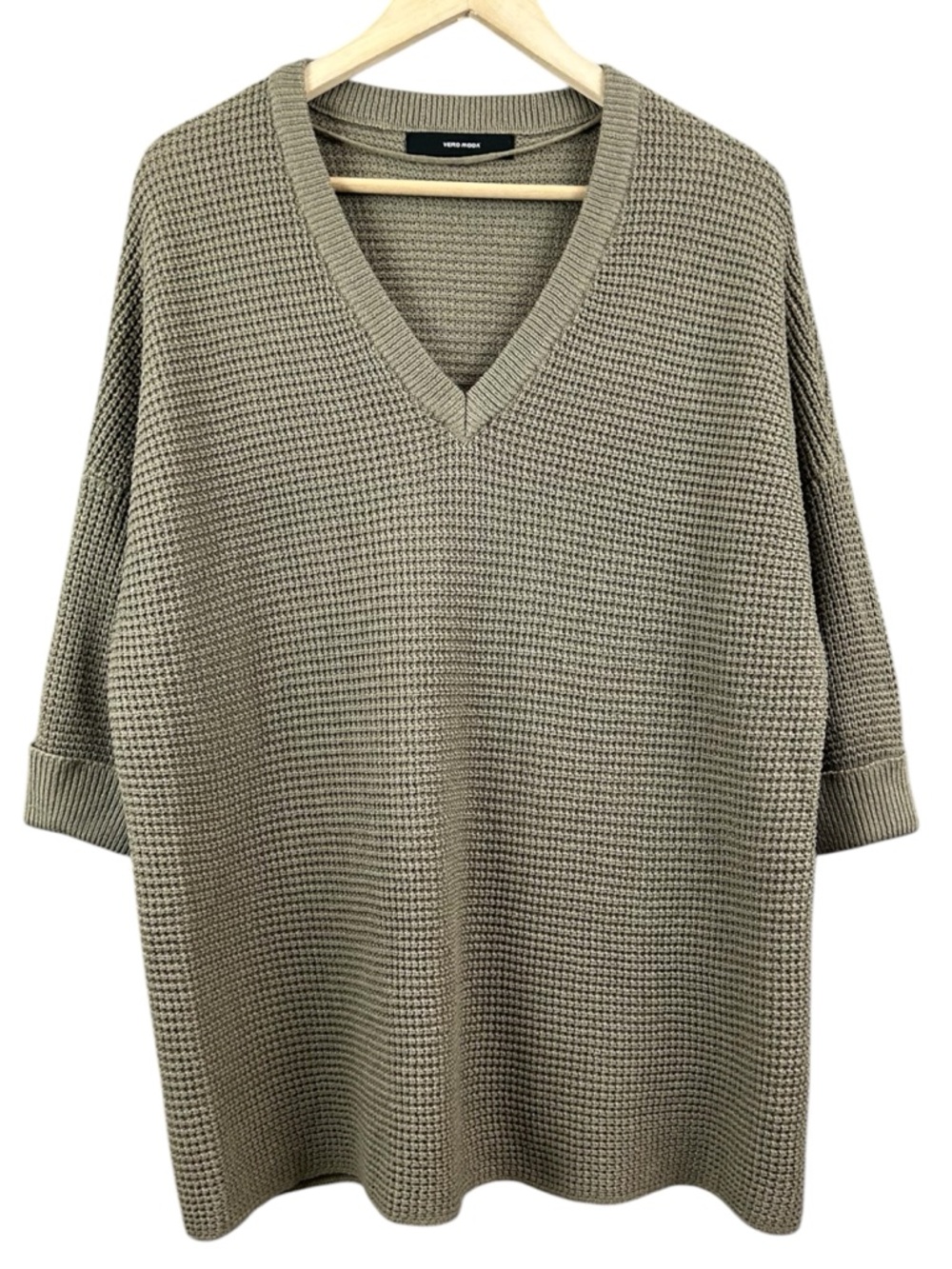 Vero Moda Oversized V-Neck Knit Sweater Green Size XL